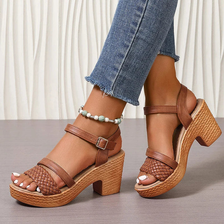 Platform Sandals | Woven Design, Adjustable Ankle Strap 6
