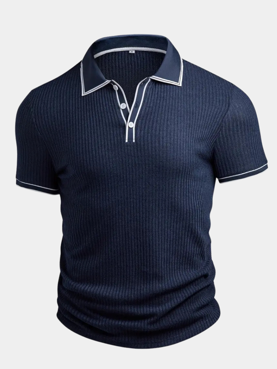 Polo Shirt | Ribbed Structure, Contrast Collar 1