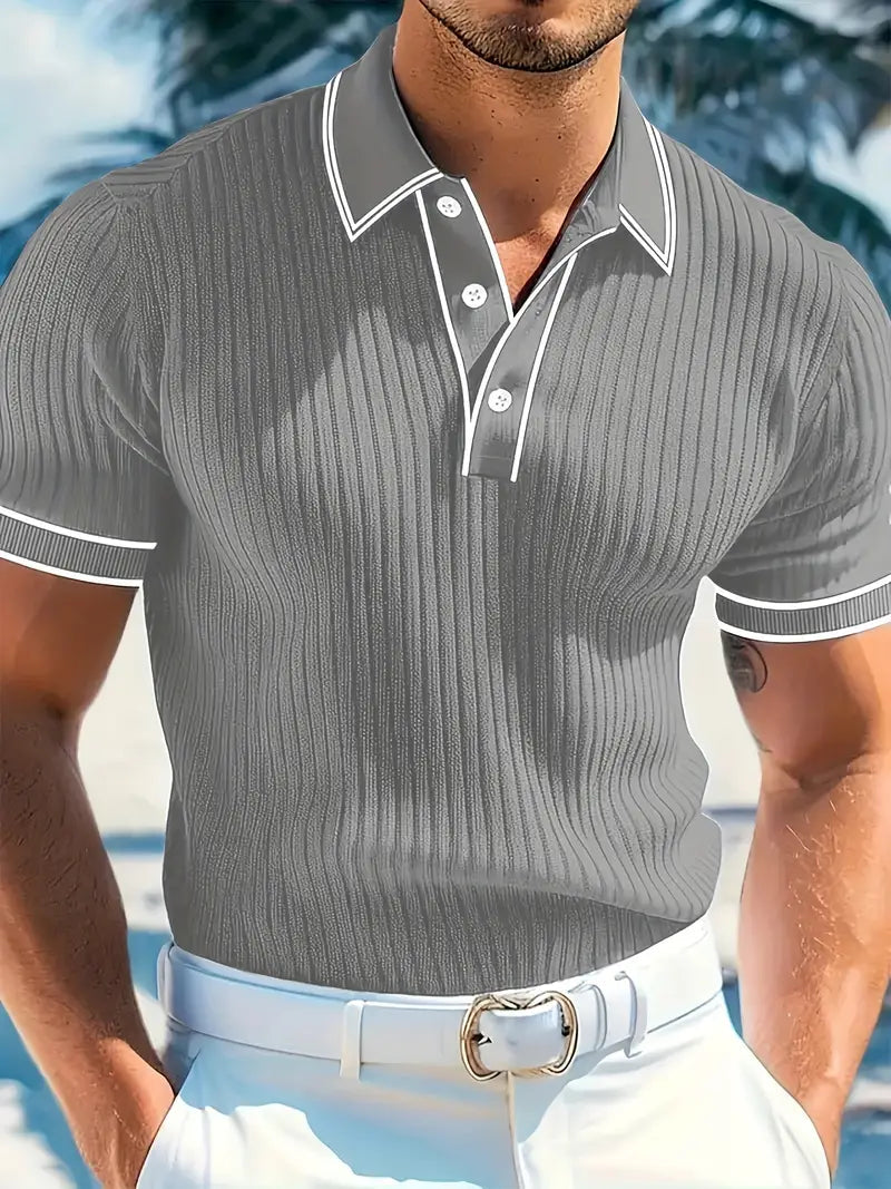 Polo Shirt | Ribbed Structure, Contrast Collar 12