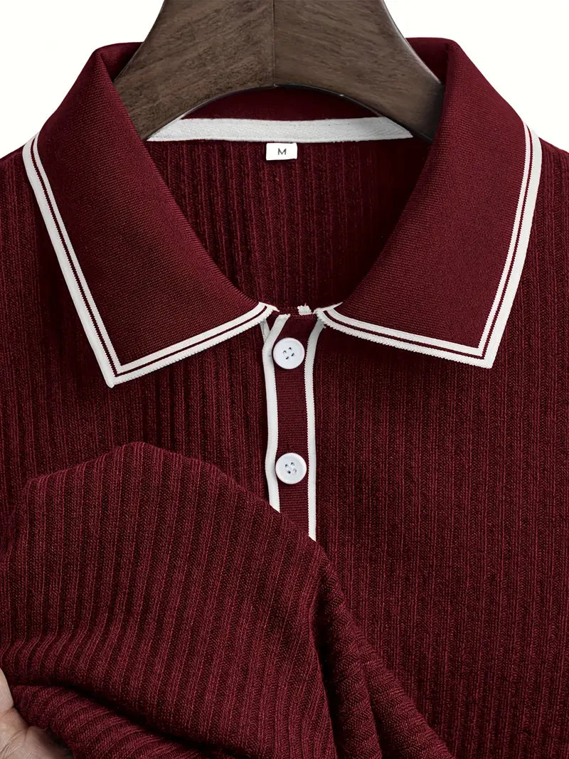 Polo Shirt | Ribbed Structure, Contrast Collar 7