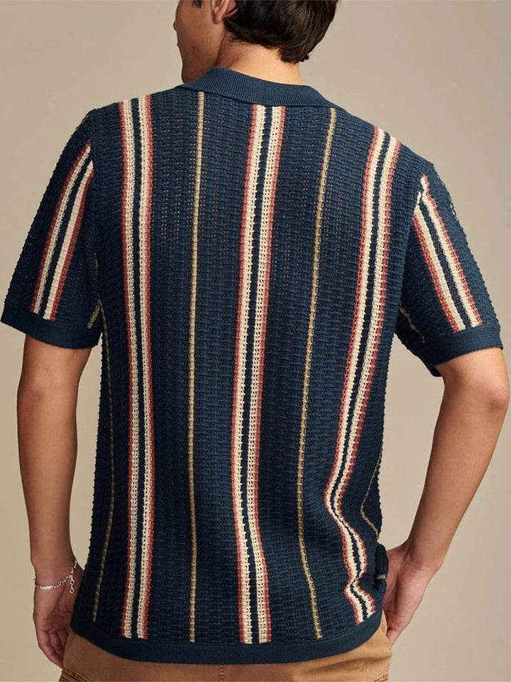 Polo Shirt | Striped Design, Button-Down Collar 4