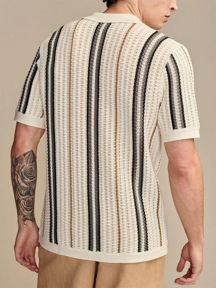 Polo Shirt | Striped Design, Button-Down Collar 5