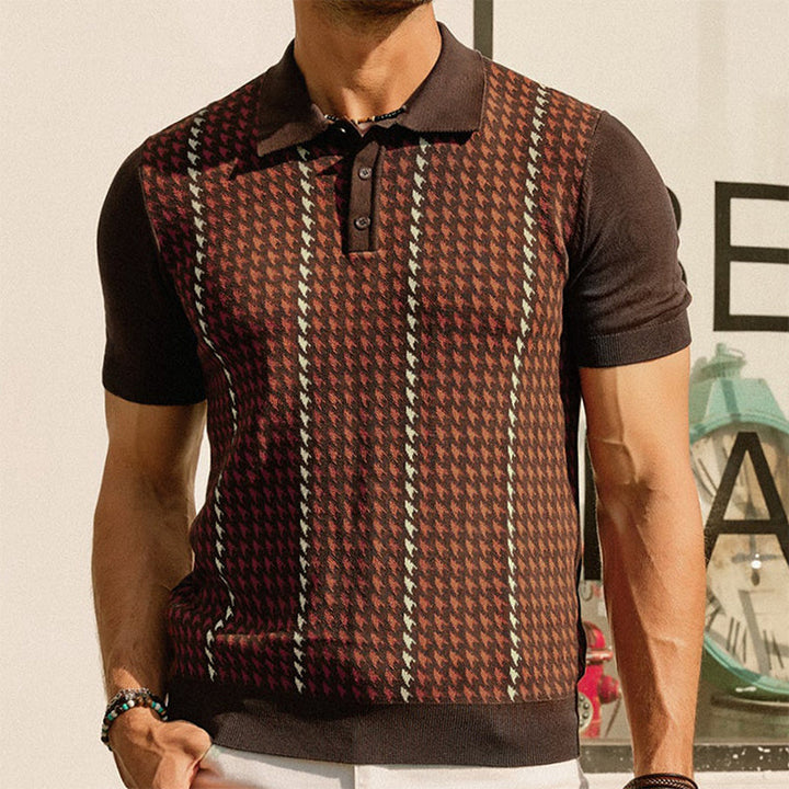 Polo Shirt | Vintage Houndstooth Design, Cotton Blend 1