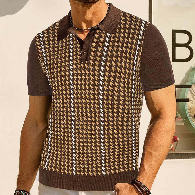 Polo Shirt | Vintage Houndstooth Design, Cotton Blend 2