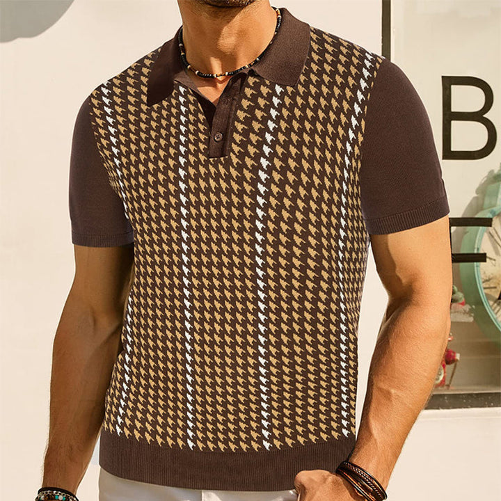 Polo Shirt | Vintage Houndstooth Design, Cotton Blend 2
