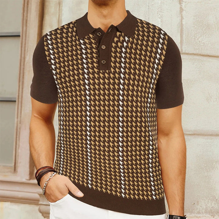 Polo Shirt | Vintage Houndstooth Design, Cotton Blend 3
