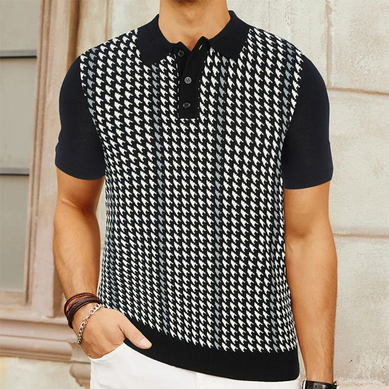 Polo Shirt | Vintage Houndstooth Design, Cotton Blend 5