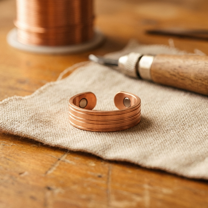 Ring | Copper Band, Hand-Cut Grooves 0