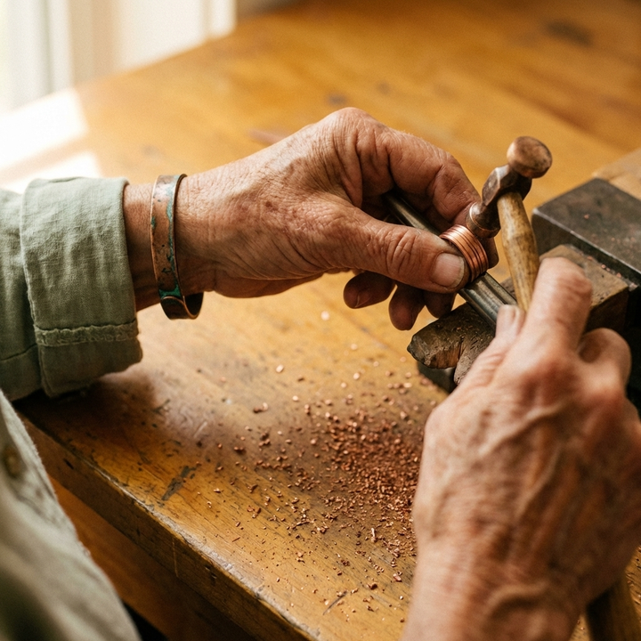Ring | Copper Band, Hand-Cut Grooves 3