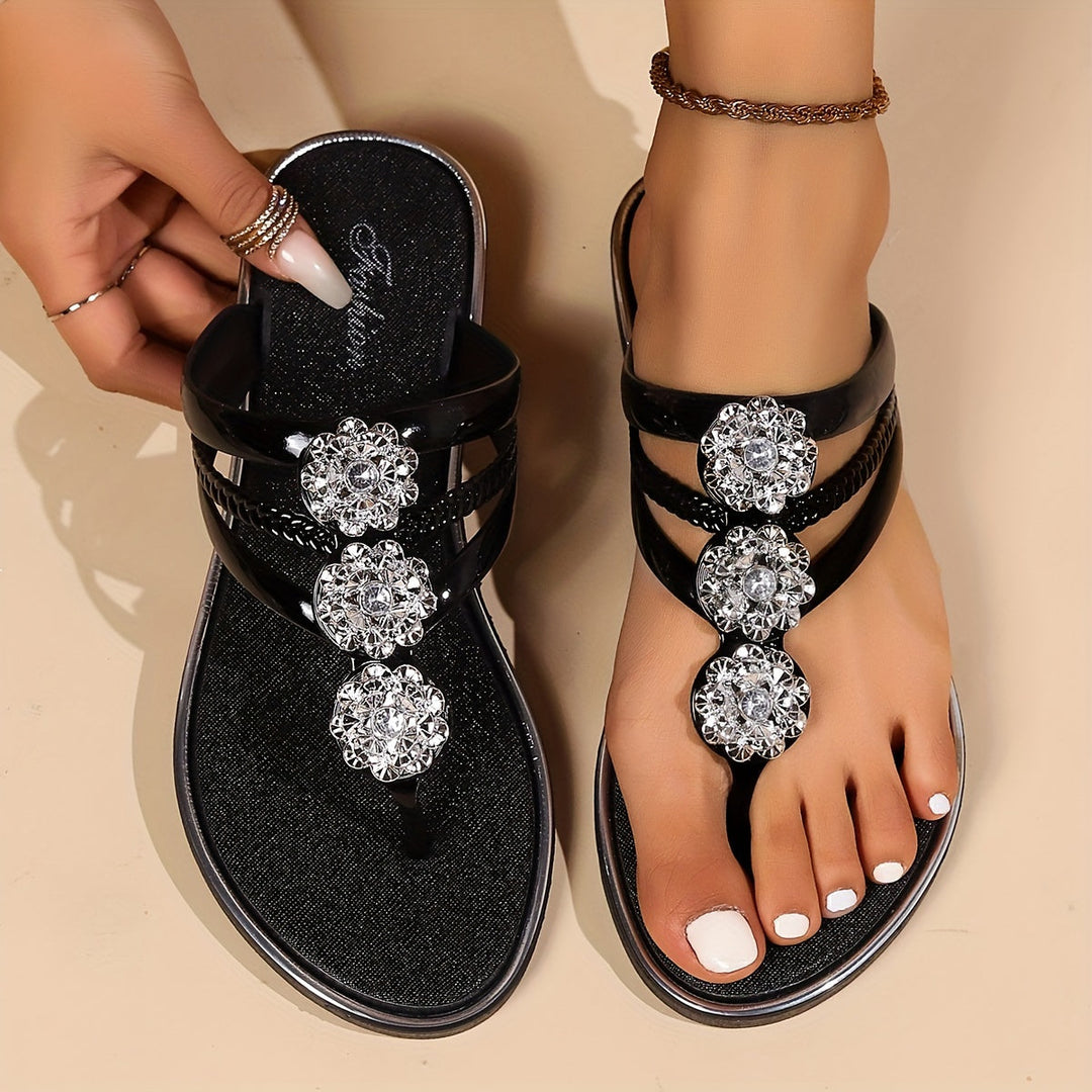 Sandals for Women | Rhinestone-Embellished Straps, Cushioned Insoles 1