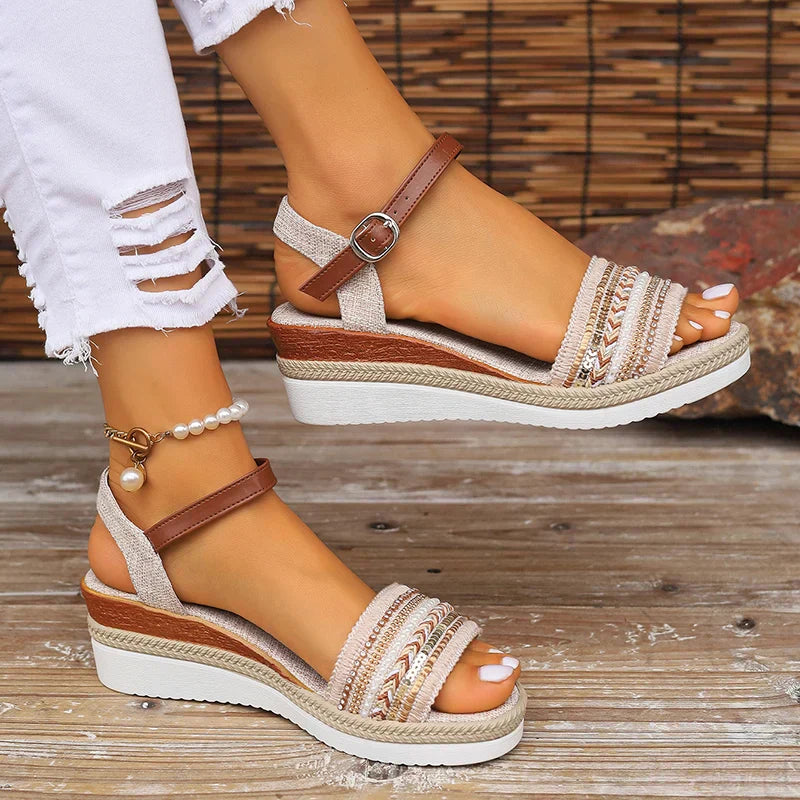 Sandals for Women | Woven Design, Adjustable Ankle Straps 0