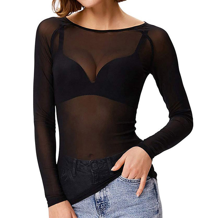 Shirt | Shiny Mesh Fabric, Long Sleeves 0