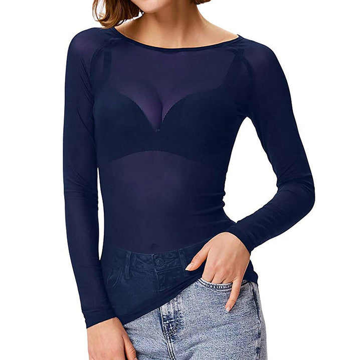 Shirt | Shiny Mesh Fabric, Long Sleeves 1