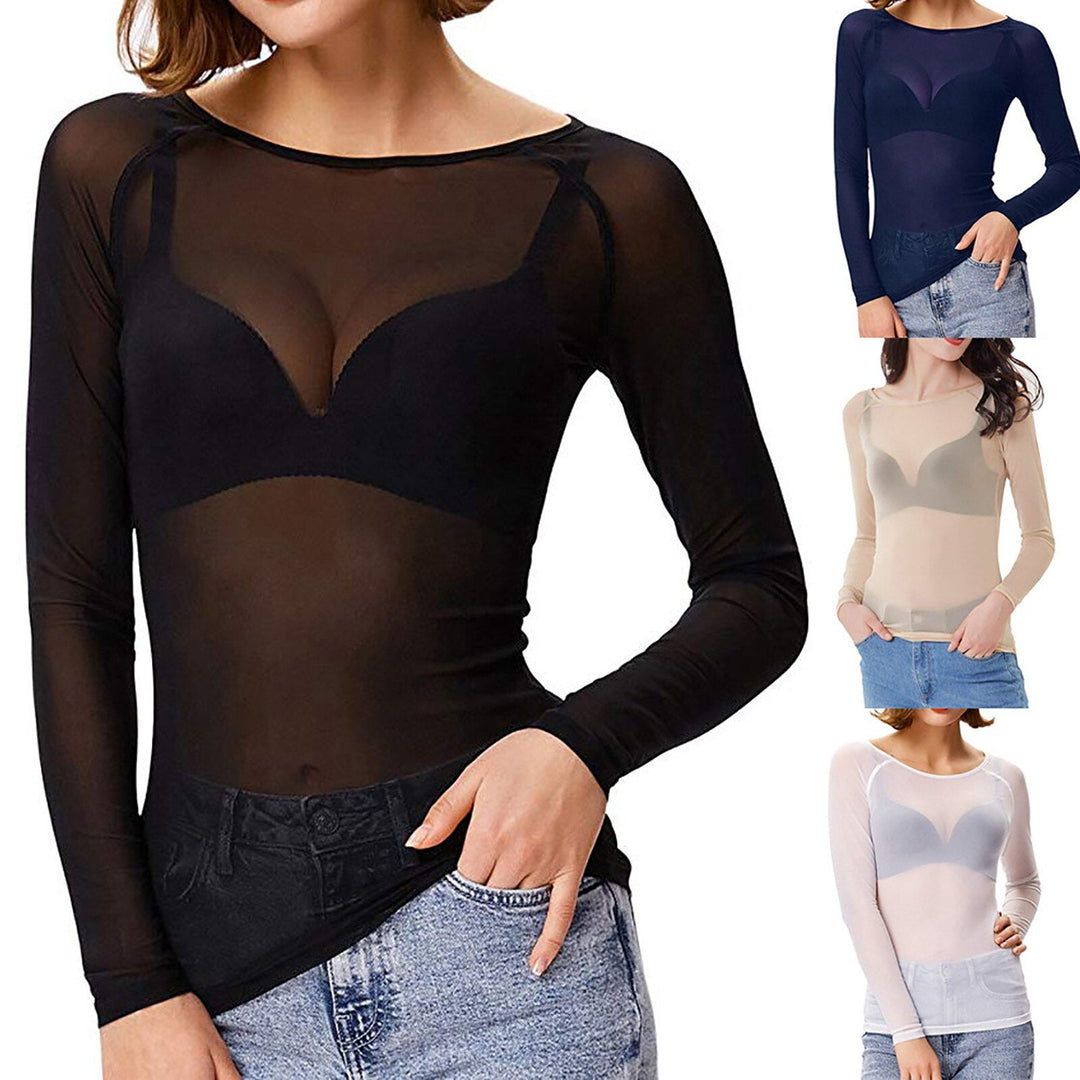 Shirt | Shiny Mesh Fabric, Long Sleeves 4