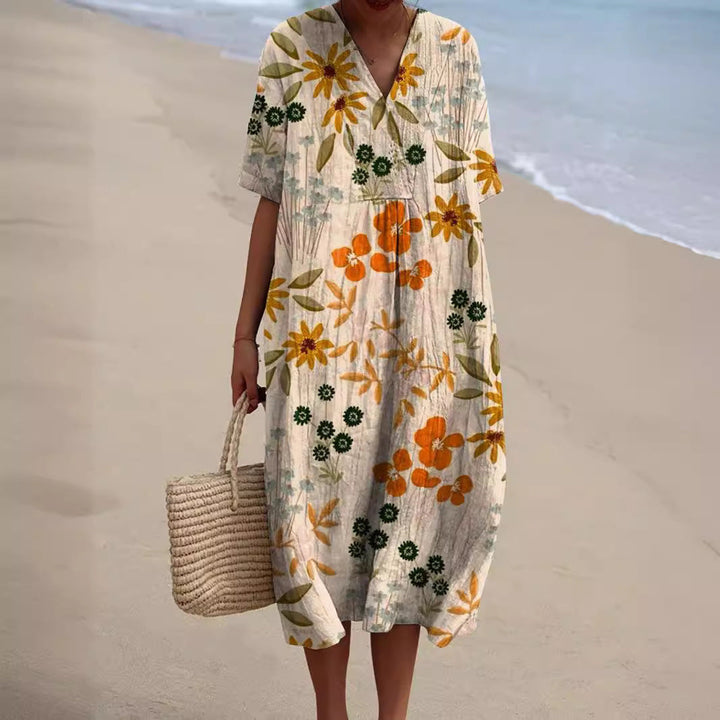 Summer Dress | Floral Print, V-Neck Design 2
