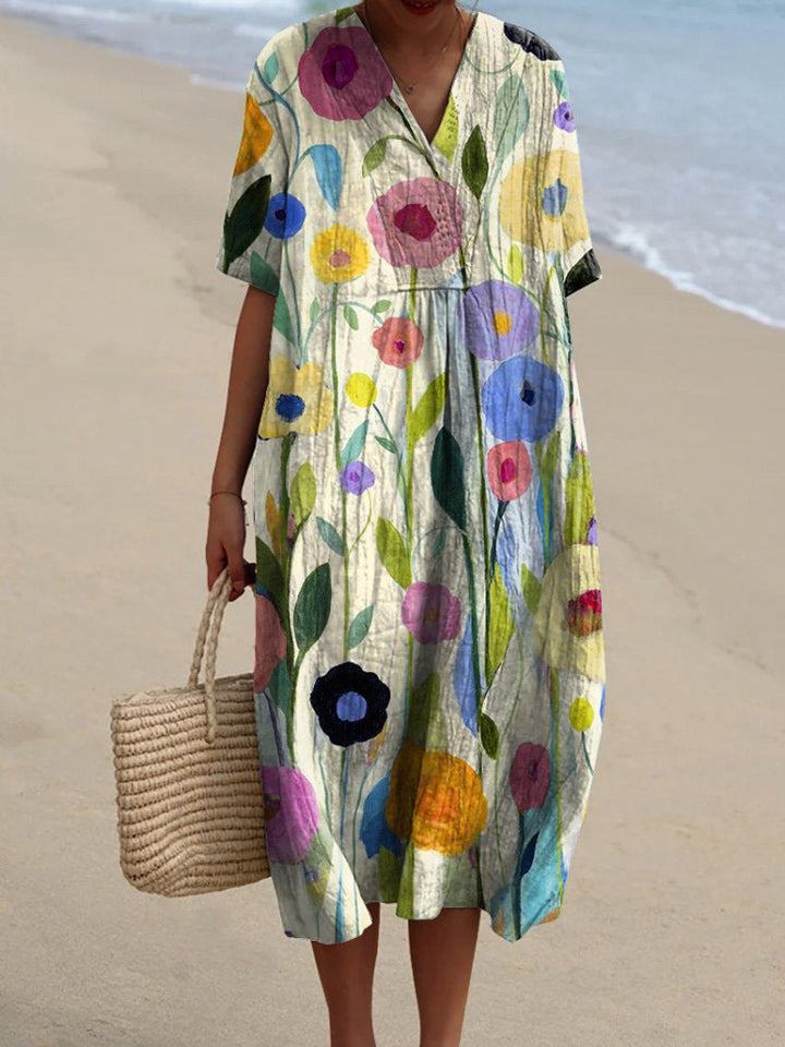 Summer Dress | Floral Print, V-Neck Design 4