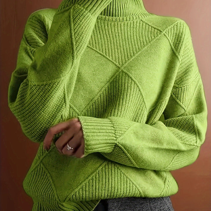 Sweater | Textured Knit, Turtleneck Collar 0