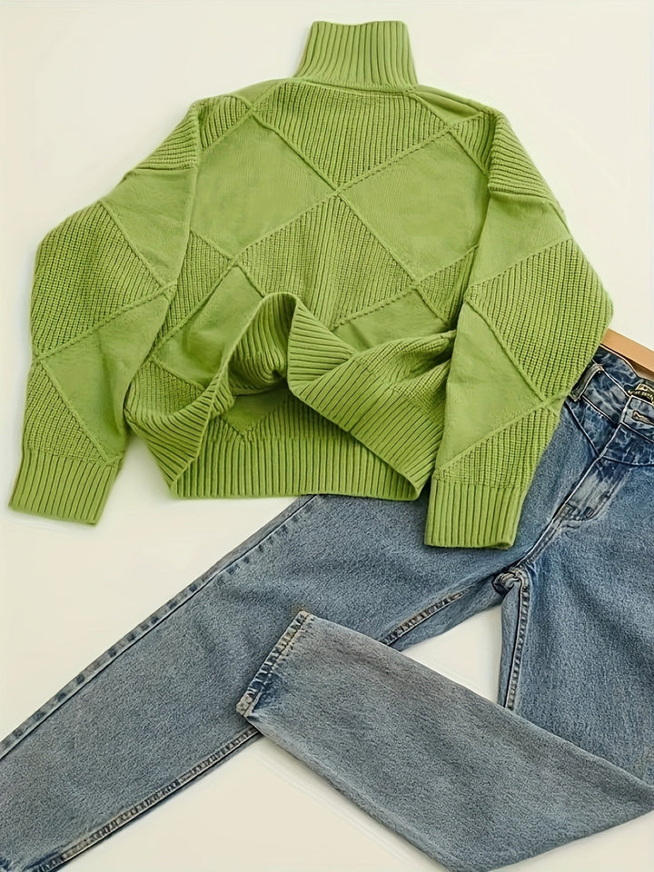 Sweater | Textured Knit, Turtleneck Collar 3