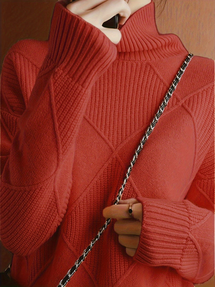 Sweater | Textured Knit, Turtleneck Collar 8