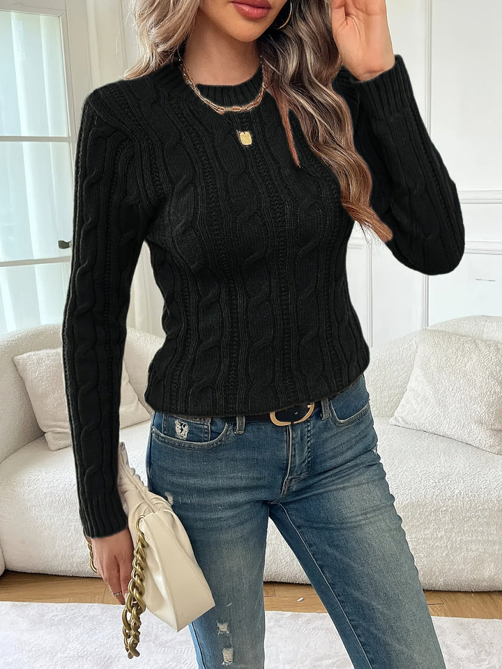 Sweater | Twist-Knit Texture, Round Neckline 5