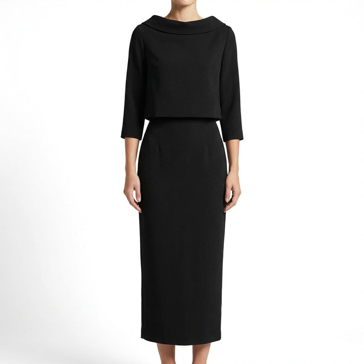 Two Piece Set | Boat Neck Top, Midi Skirt 0