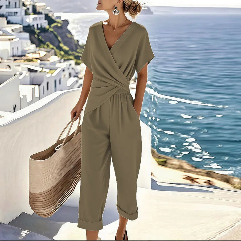 Two Piece Set | Wrap-Front Top, Tailored Trousers 2
