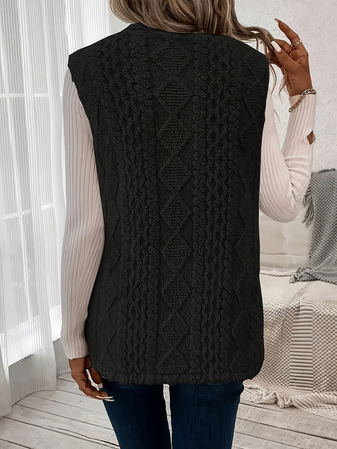 Vest | Textured Sleeveless, Open Front 8