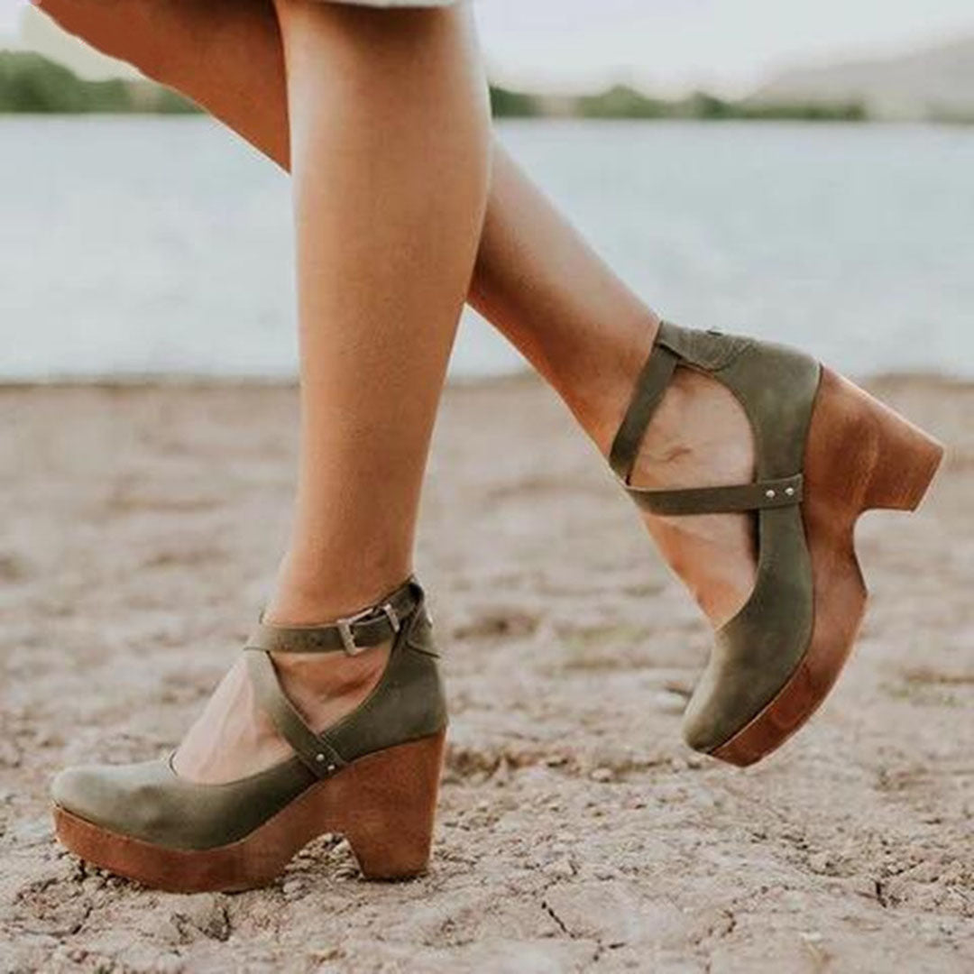 Wedge Heels | Closed Toe Design, Adjustable Ankle Strap 2