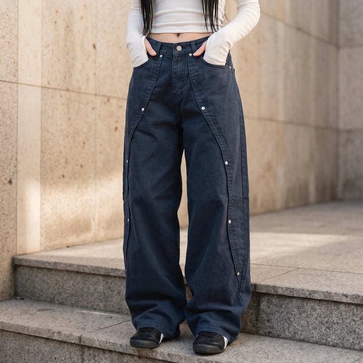 Wide Leg Jeans | High Waisted, Overlapping Front Panels 1