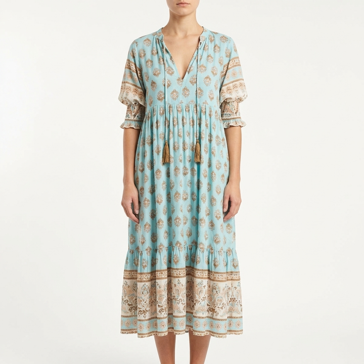 Women’s Floral V-Neck Dress with Flowing Silhouette