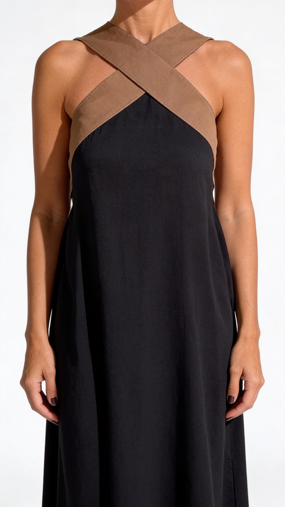 Women’s Maxi Dress with Crossed Front and Flowing Silhouette