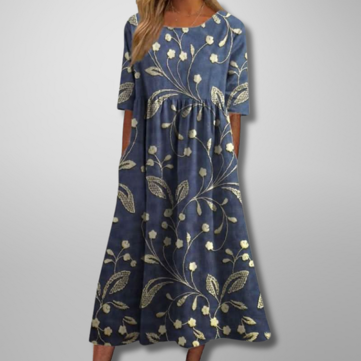 Womens Dress | Relaxed Fit, Floral Design, Midi 0