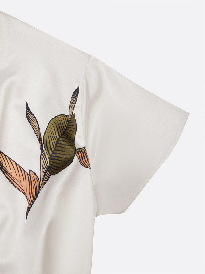 Wrap Dress | Adjustable Tie Belt, Delicate Leaf Print 7