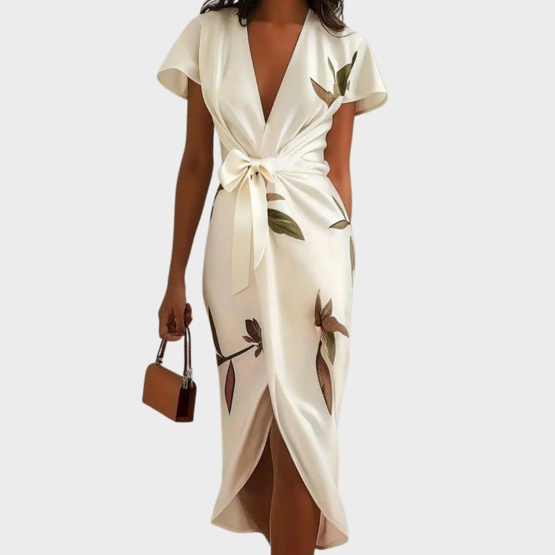 Wrap Dress | Deep V-Neckline, Flutter Sleeves 1