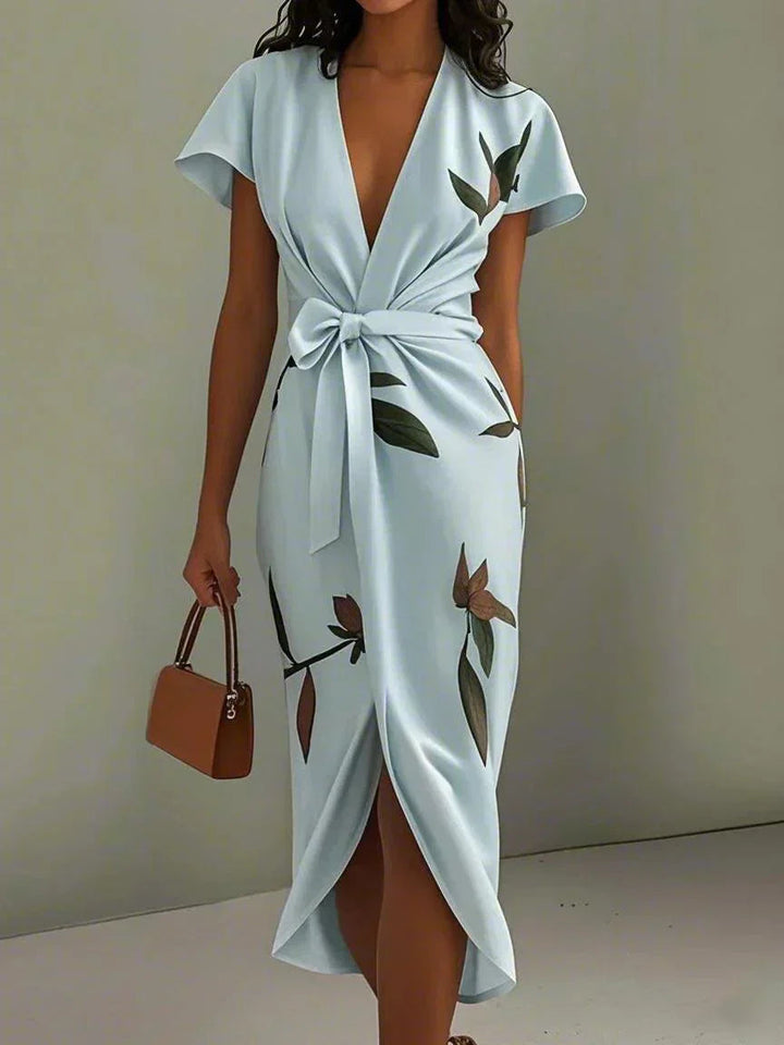 Wrap Dress | Deep V-Neckline, Flutter Sleeves 2