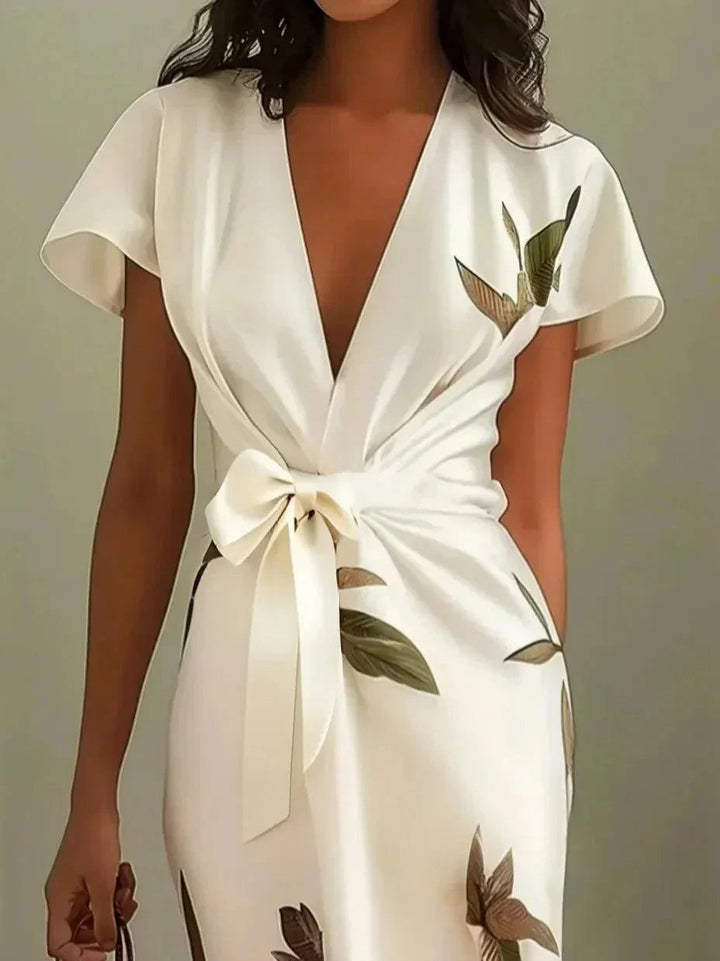Wrap Dress | Deep V-Neckline, Flutter Sleeves 3