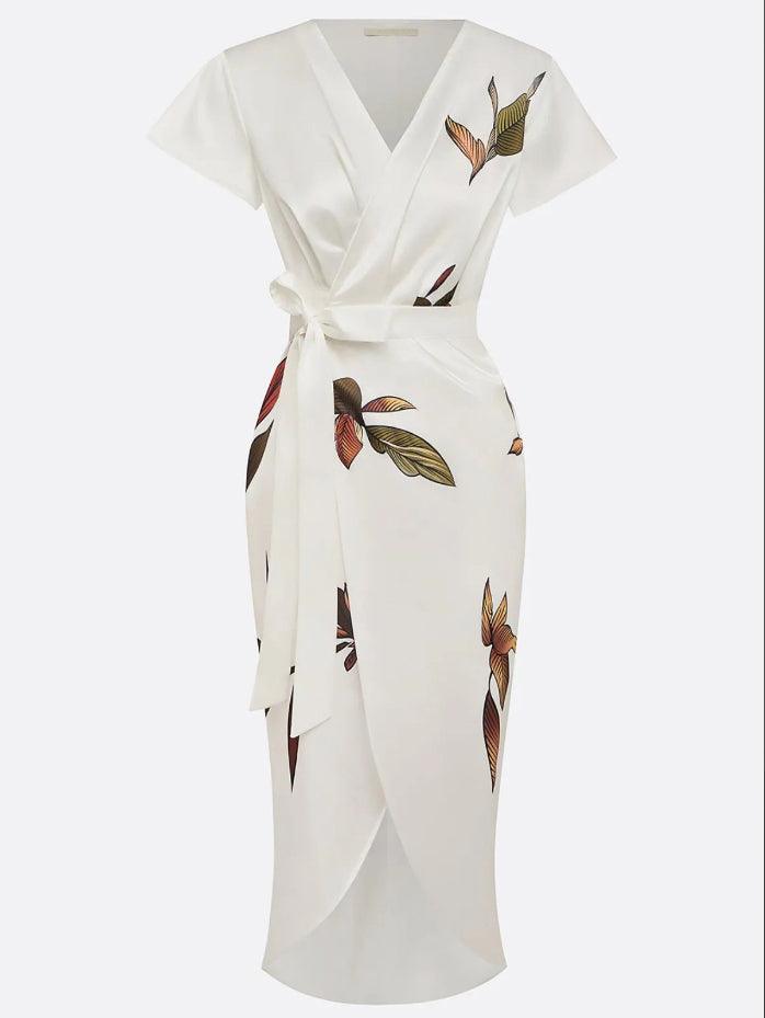 Wrap Dress | Deep V-Neckline, Flutter Sleeves 5